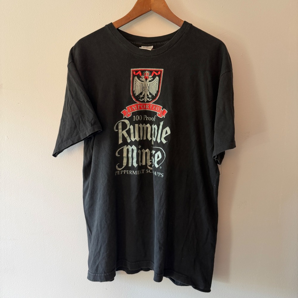 Vintage Rumple Minze T Shirt Mens XL Black Peppermint Schnapps Murina USA Made